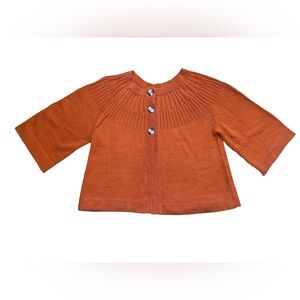 AVON RETRO SUNBURST YOKE KNIT CARDIGAN, BURNT ORANGE SIZE XL (NEW WITH TAGS) A23